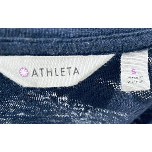 Athleta Zephyr Knot Tank Top Womens Blue Linen Scoop Neck Loungewear Small - Picture 6 of 9